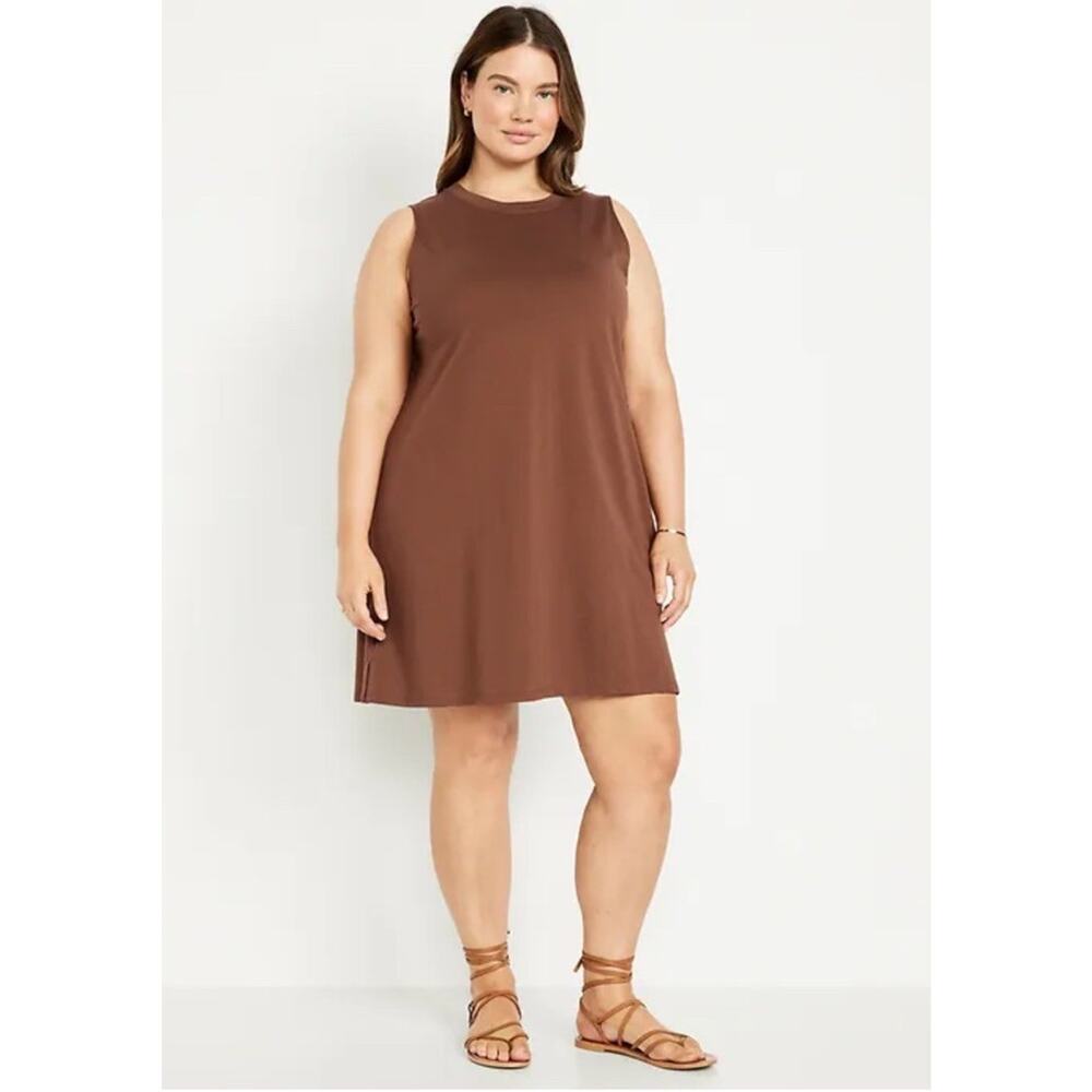 Old Navy Vintage Sleeveless Mini T-Shirt Dress Plus Size 2X Brown Summer